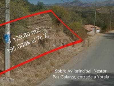 TERRENO SOBRE AVENIDA NESTOR PAZ GALINDO, ENTRANDO AL CENTRO POBLADO DE YOTALA